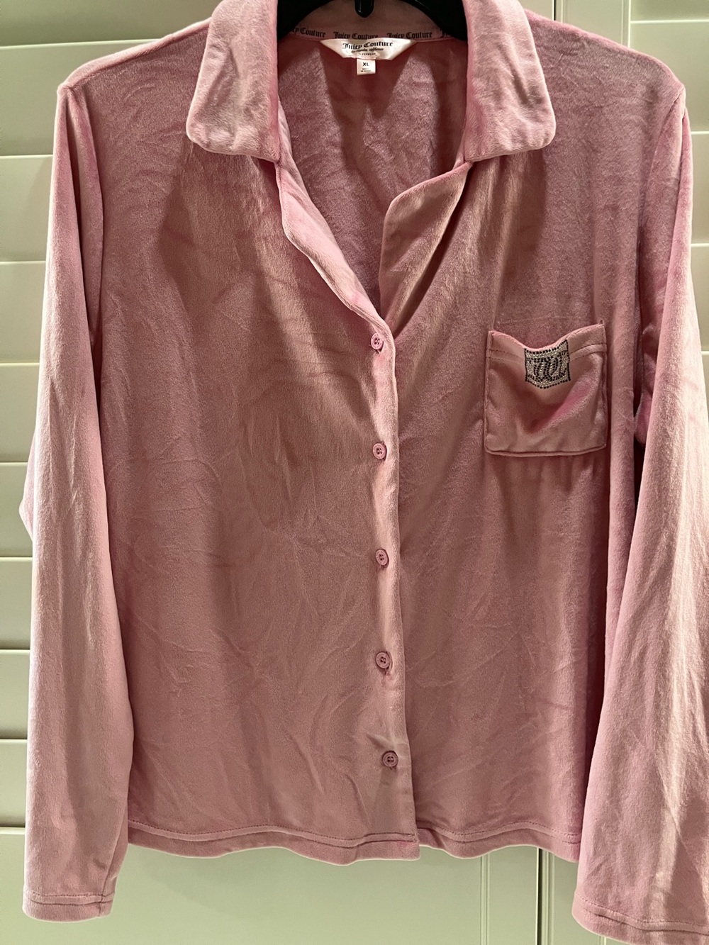 Juicy Couture Soft Pink Button-Down Velour Top
